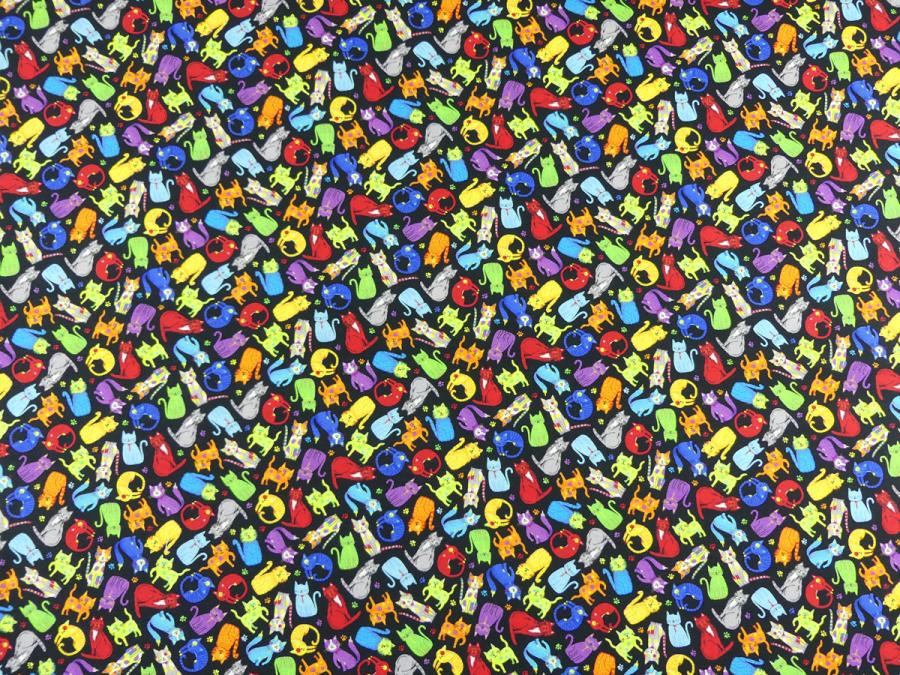 Preview: Patchworkstoff bunte Katzen
